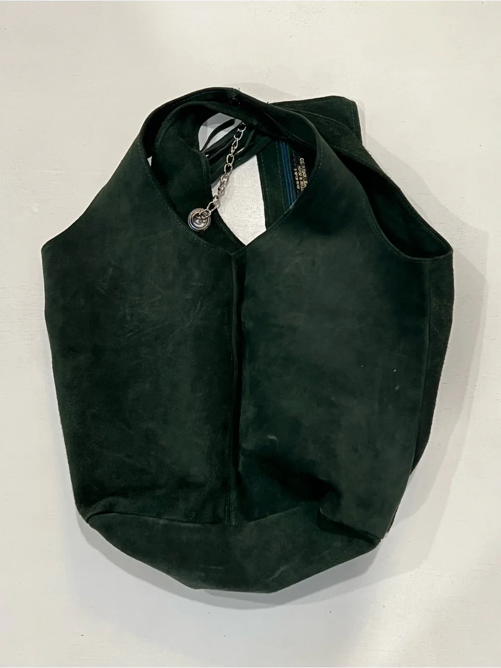 Suede Hobo Bag with Tassel Accent in Black